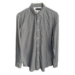 Banana Republic Slim Fit Black White Gingham Shirt Cotton Men’s L Modern Preppy